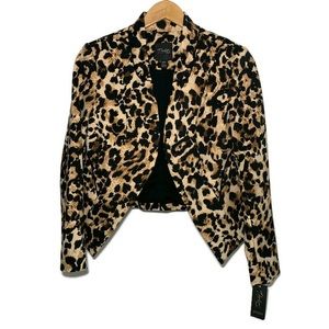 Thalia Sodi Leopard Print Cropped Blazer